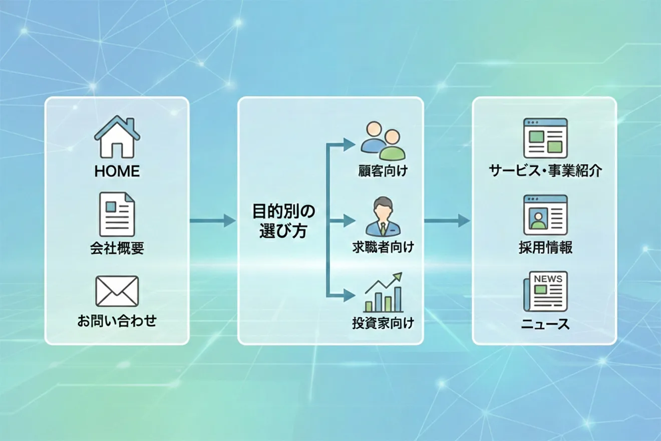 コーポレートサイトのページ構成とは？最低限必要なページと目的別の選び方