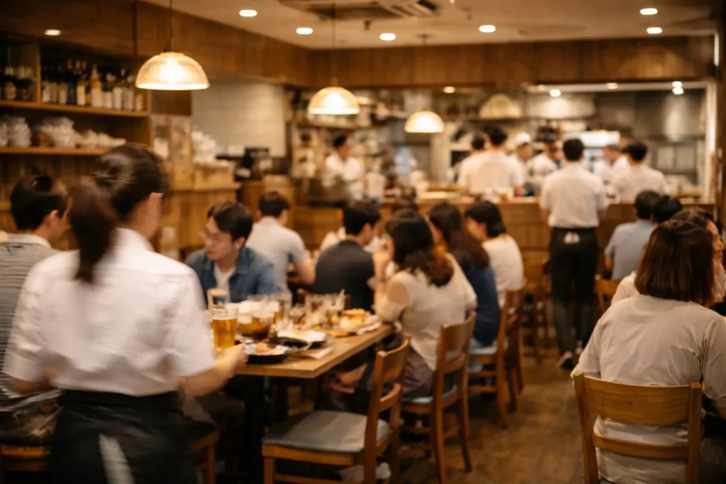 混雑している飲食店の店内