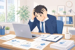 見積もりだけのお客様に悩んでいるビジネスマン